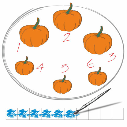 Изображение раскрась столько клеточек сколько предметов